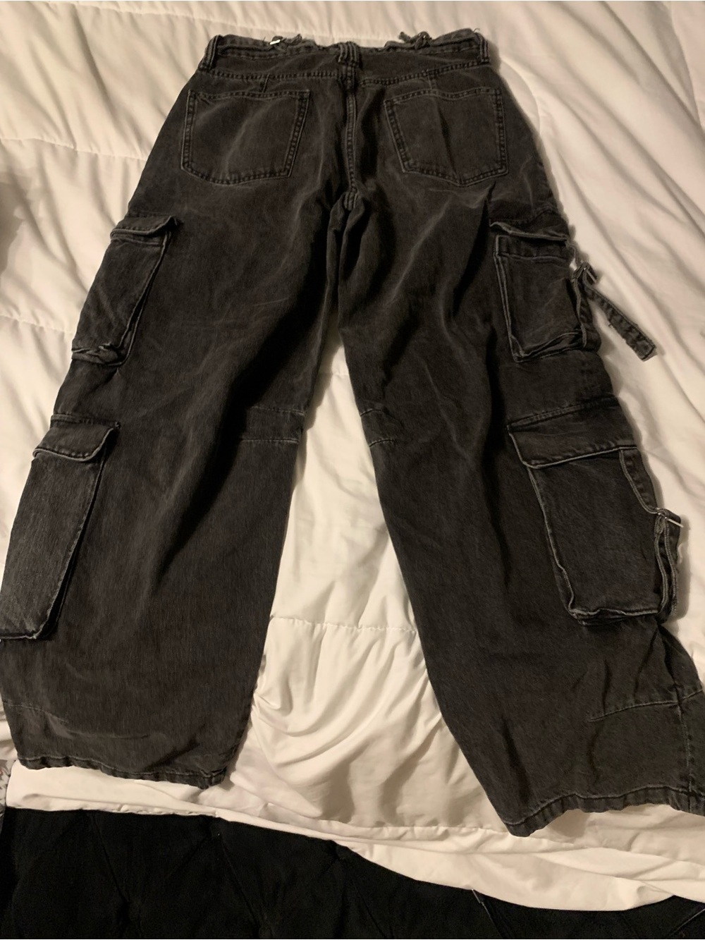 Zara Women's Black Washed Cargo Jeans